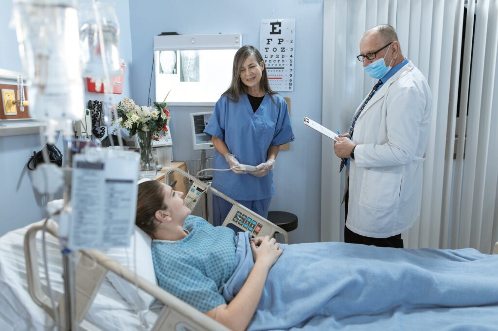 a doctor attending a patient